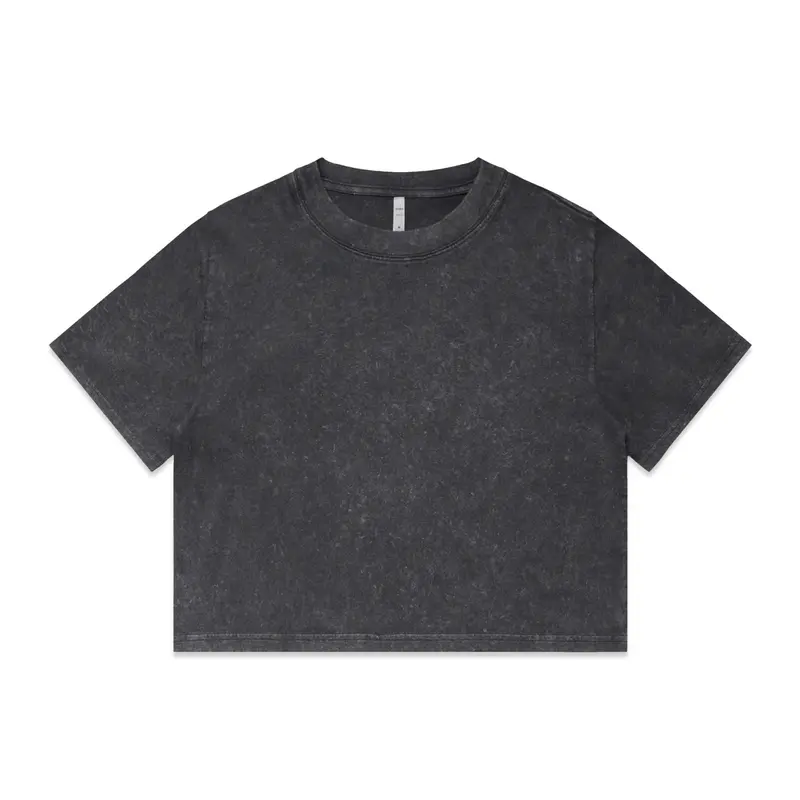 Wo's Stone Wash Heavy Crop Tee – T Shirts – available in black, grey colours