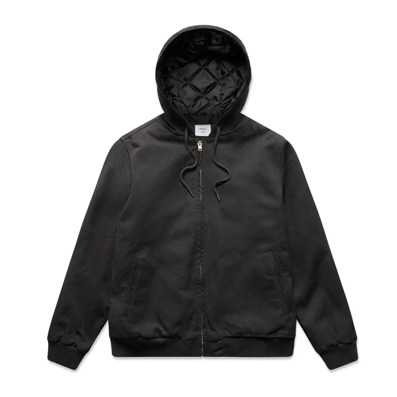 Canvas Bomber Hood Jacket – Jackets – available in black, blue colours