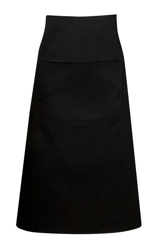Poly Cotton Aprons, Long Waist; W86xL76 (below the knees with pocket, Black) – Aprons – available in black, blue, brown, green colours and 5 more