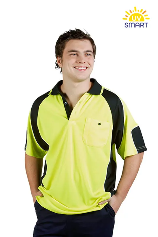 Hi Vis Cooldry Side Panel Polo, Short Sleeve – Polo Shirts – available in orange, yellow colours
