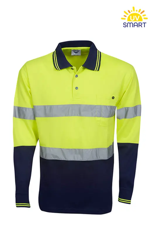 Day/night Hi Vis Cooldry Polo, Long Sleeve – Polo Shirts – available in orange, yellow colours