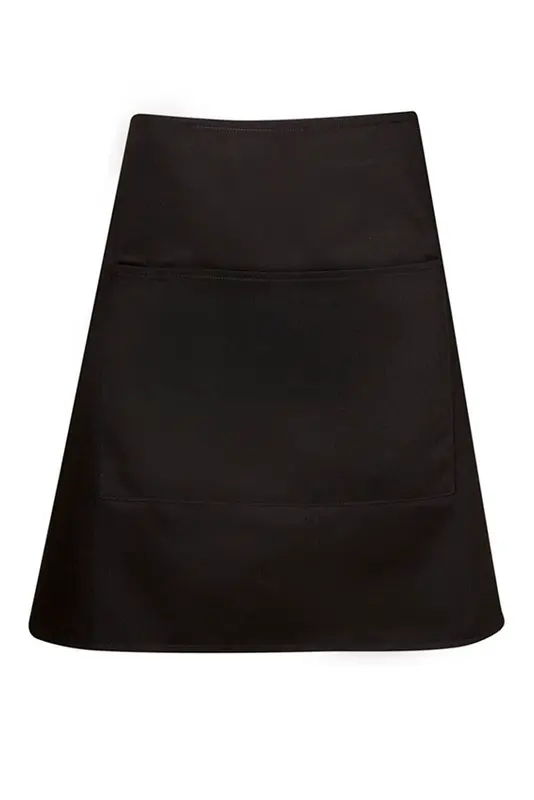 Poly Cotton Aprons, Short Waist W86xL45cm (above the knees with pocket, Black) – Aprons – available in black, blue, brown, green colours and 5 more