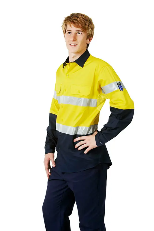 Hi Vis 155 GSM Cotton Twill Shirt, Long Sleeve – Shirts – available in orange, yellow colours