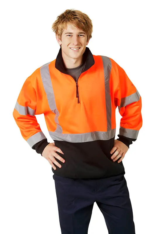 Hi Vis D/N Fleecy Jumper, Cross Back Tape – Hoodies – available in orange colour