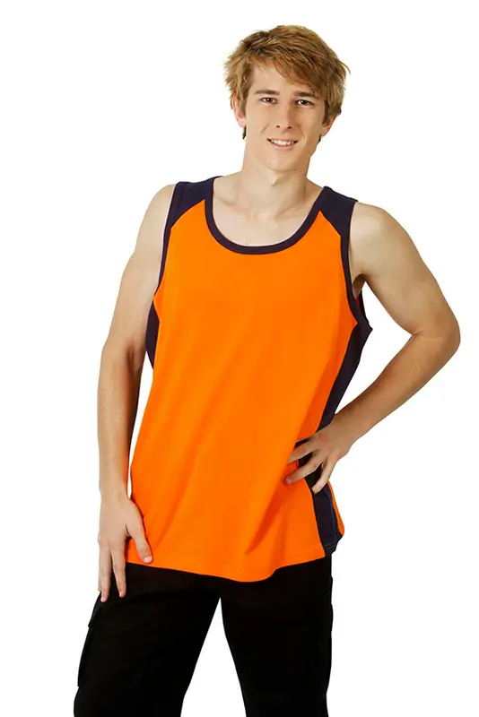 100% Cotton Hi Vis Singlet – Singlets – available in orange, yellow colours