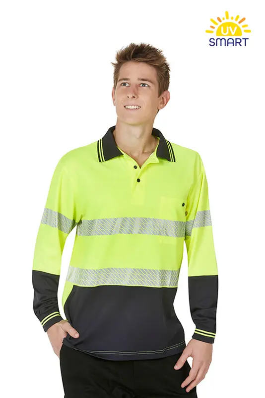 Segment Taped cotton back polo,L/S – Polo Shirts – available in orange, yellow colours