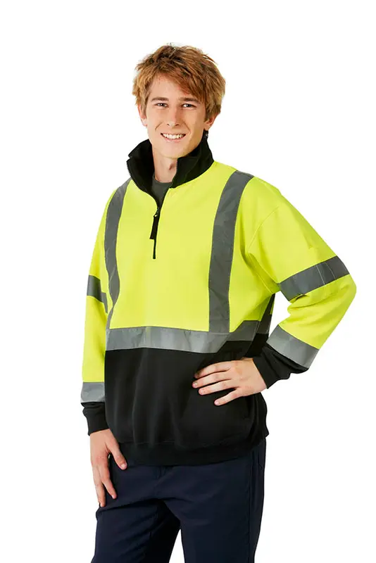 Hi Vis D/N Fleecy Jumper, Parallel Back Tape – Hoodies – available in orange, yellow colours