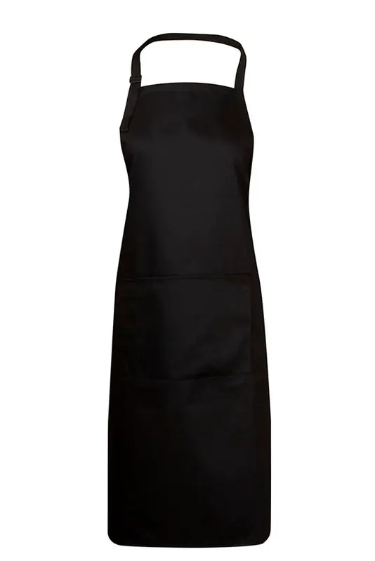 Poly Cotton Aprons, Bib Style, W86xL94cm (With adjustable neck strap and pocket, Black) – Aprons – available in black, blue, brown, green colours and 5 more