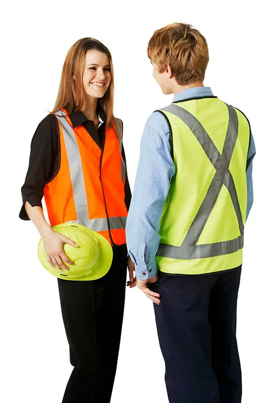 Hi-Vis D/N Safety Vest, X pattern reflective tape – Vests – available in orange, yellow colours