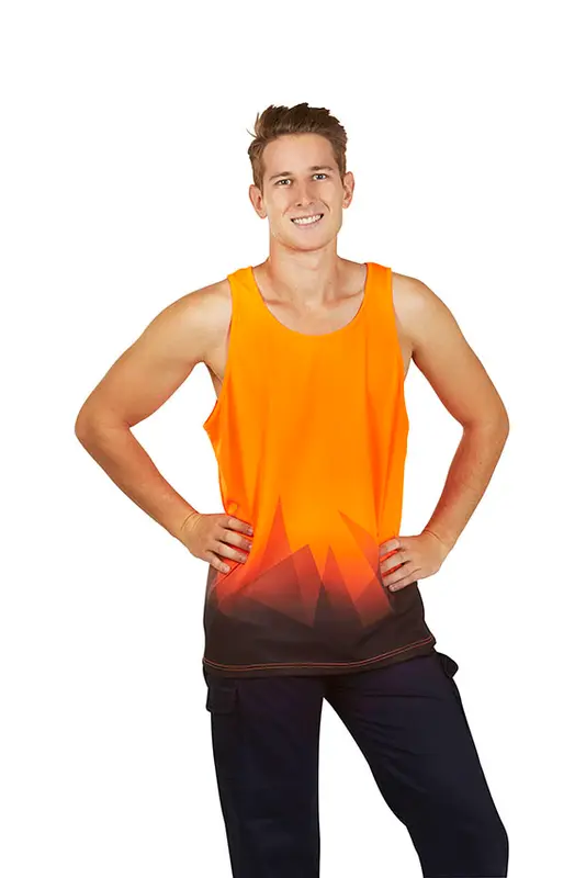 Hi Vis Sublimation Singlet – Singlets – available in orange, yellow colours