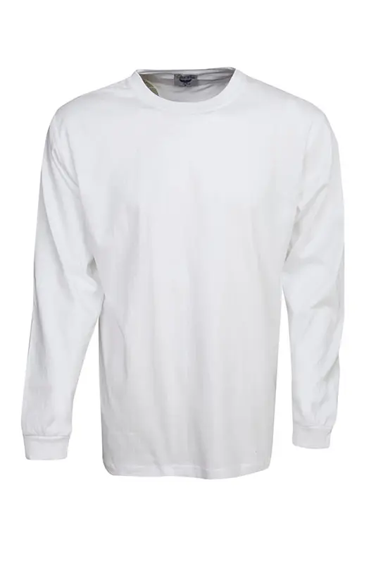 Long Sleeve Pre-shrunk cotton T-shirt, Adults (White) – T Shirts – available in black, blue, gold, red colours and 1 more