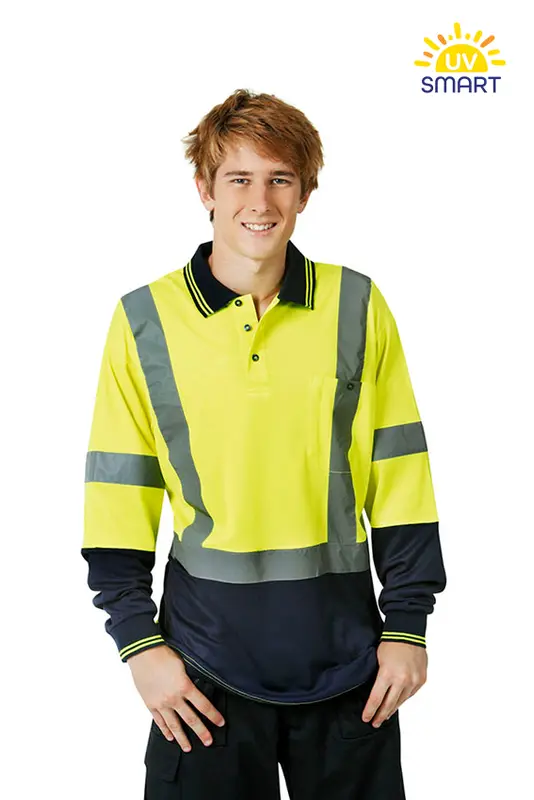 Cotton Back True Dry Hi Vis Day/Night Polo Shirt, Long Sleeve – Polo Shirts – available in orange, yellow colours