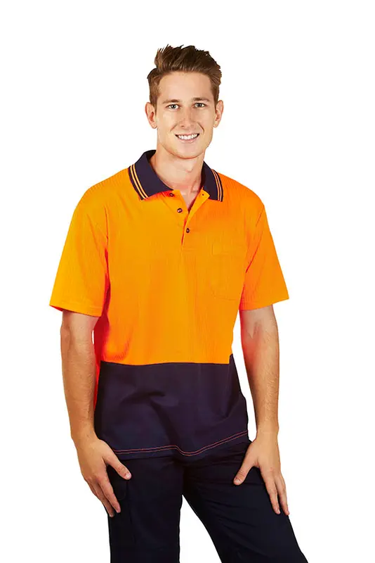 Hi Vis Drop Needle Cott Back Polo Short sleeve – Polo Shirts – available in orange, yellow colours