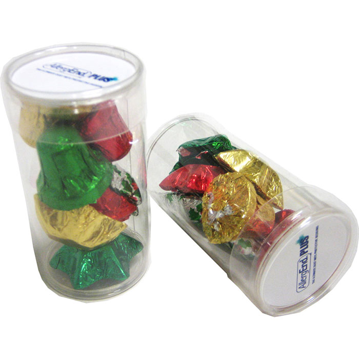 PET Tube filled with CHRISTMAS Chocolates 55g – Lollies – Confectionery Corner