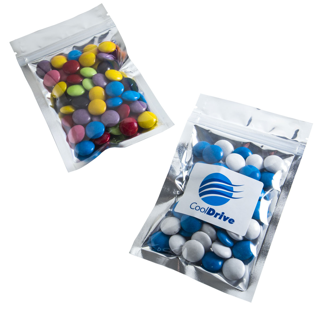 Silver Zip Lock Bag with Choc Beans 50g