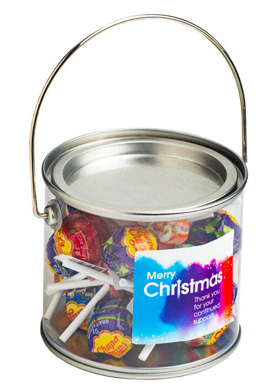 Medium PVC Bucket with Cuppa Chups x20 – Lollies – Confectionery Corner – photo 1 of 2
