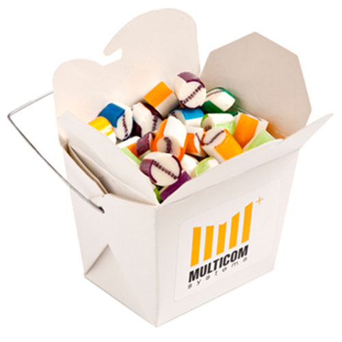 White Cardboard Noodle Box with Personalised Rock Candy 100g – Misc Food