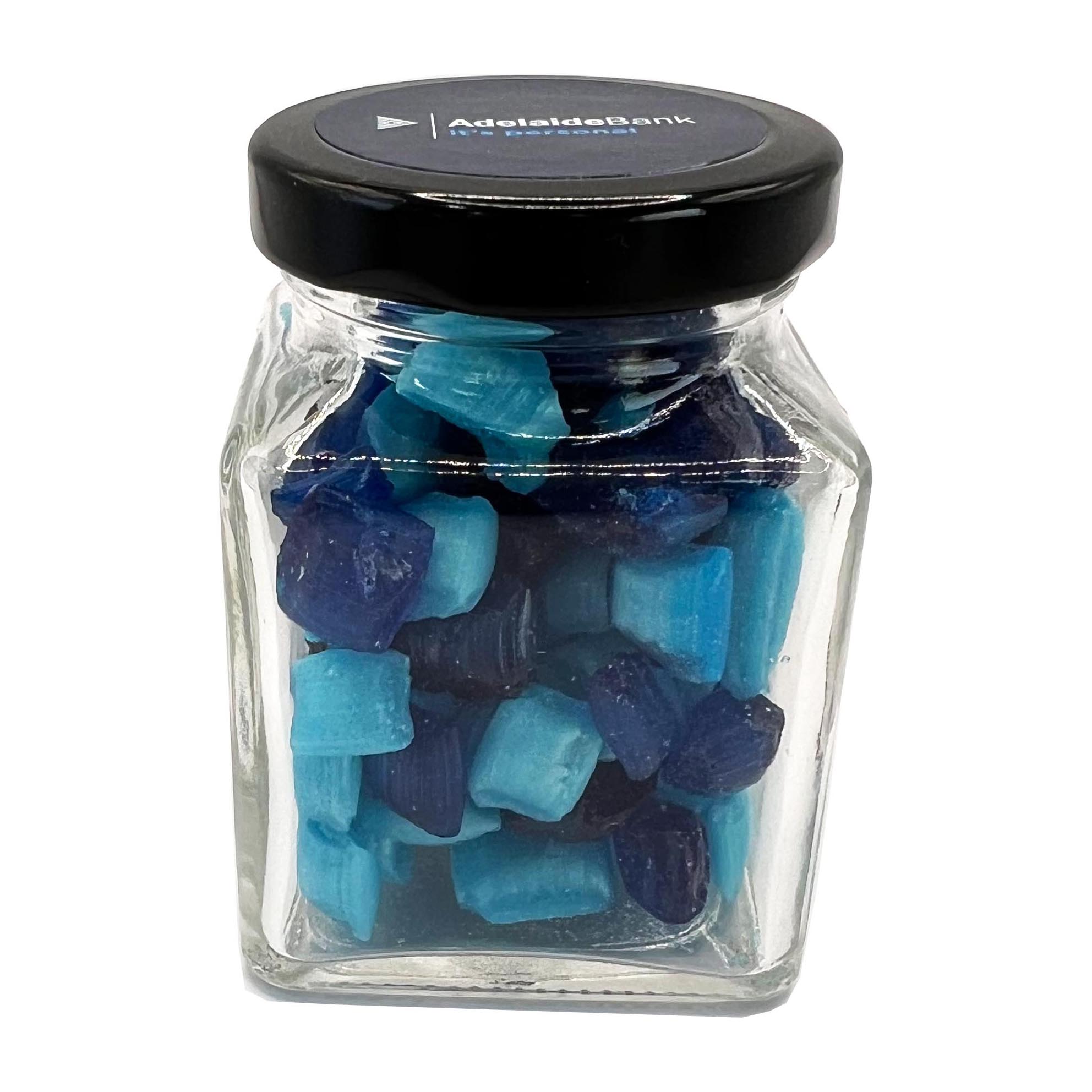 Small Glass Jar with Humbugs 90g – Lollies – Confectionery Corner
