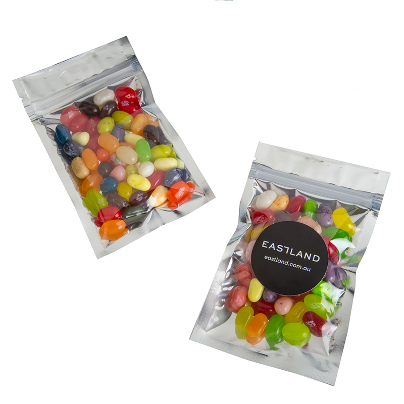 Silver Zip Lock Bag with JELLY BELLY Jelly Beans 50g – Lollies – Confectionery Corner