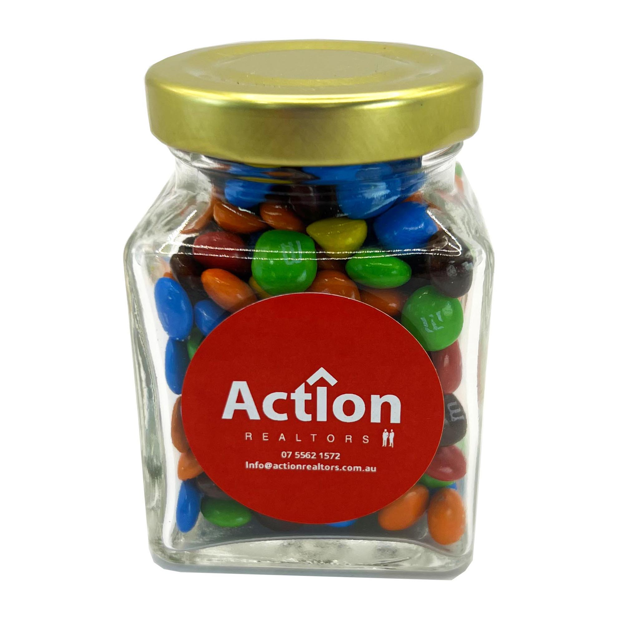 Small Glass Jar with Mini M&Ms 100g – Lollies – Confectionery Corner