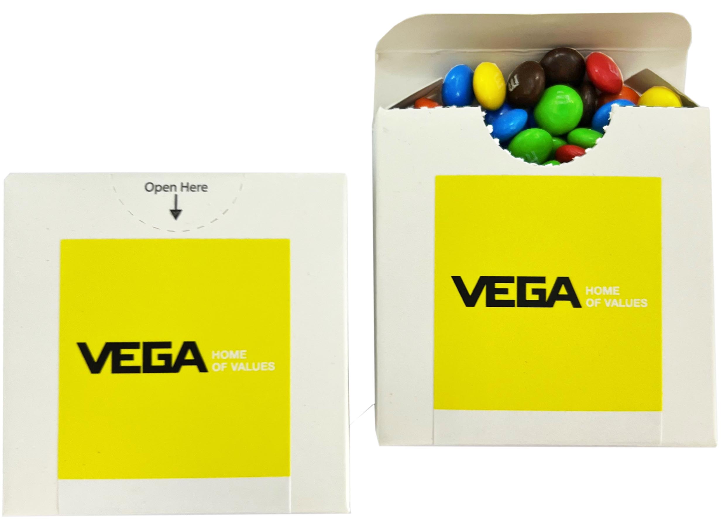 Flip Lid Cardboard Box with Mini M&Ms 50g – Lollies – Confectionery Corner – photo 1 of 2