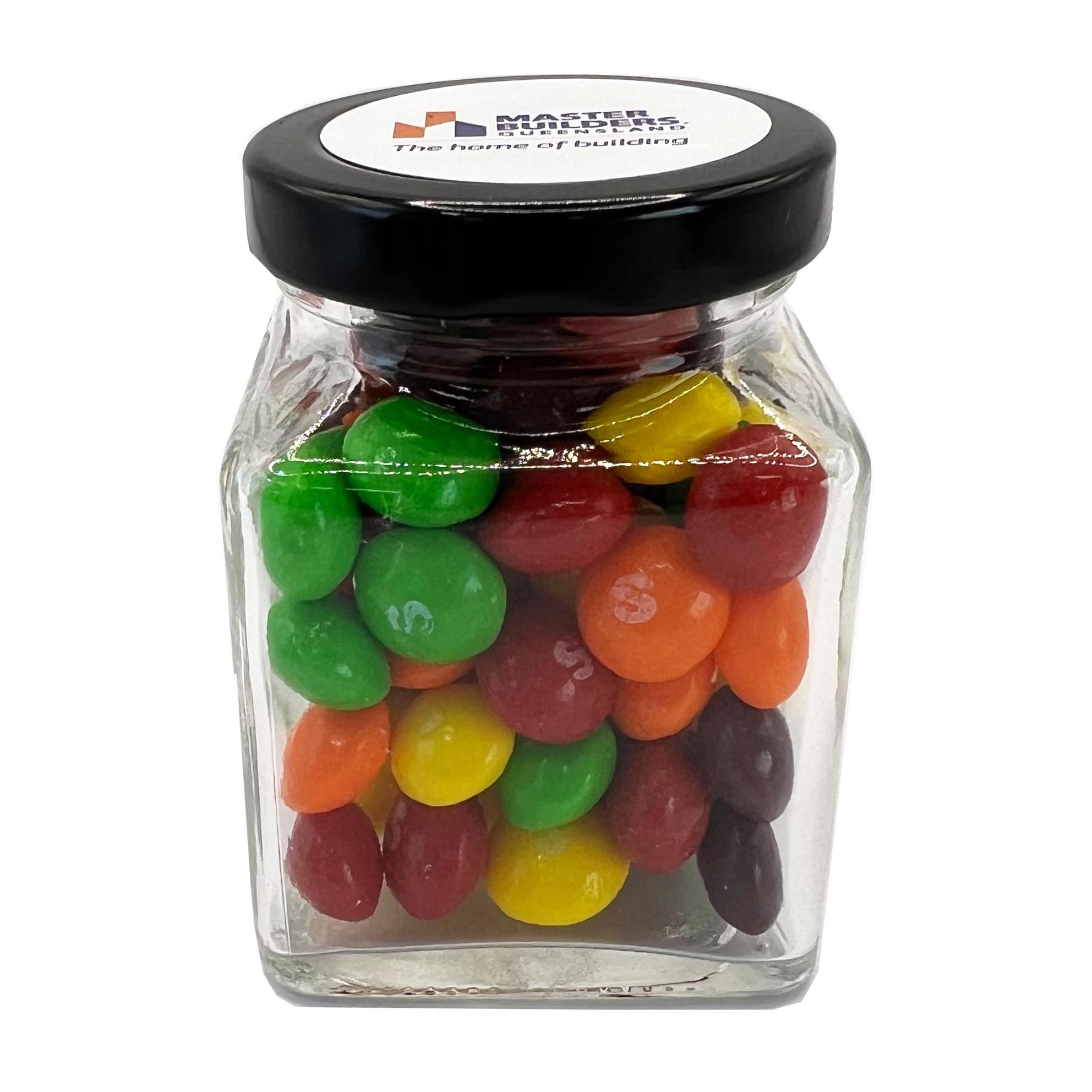 Small Glass Jar with Skittles 100g – Lollies – Confectionery Corner