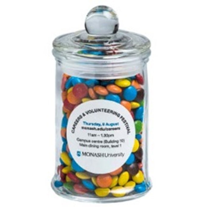 Small Apothecary Jar with Mini M&Ms 115g – Lollies – Confectionery Corner