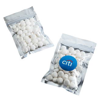 Silver Zip Lock Bag with Chewy Mints 50g – Mints – Confectionery Corner