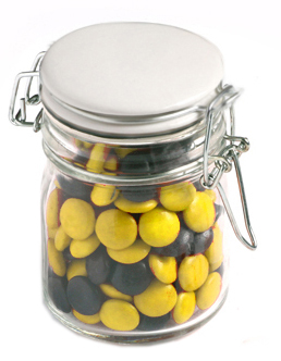 Glass Clip Lock Jar with Choc Beans 160g – Lollies – Confectionery Corner – photo 1 of 2