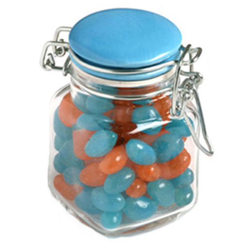 Glass Clip Lock Jar with Mini Jelly Beans 80g – Lollies – Confectionery Corner – photo 1 of 2