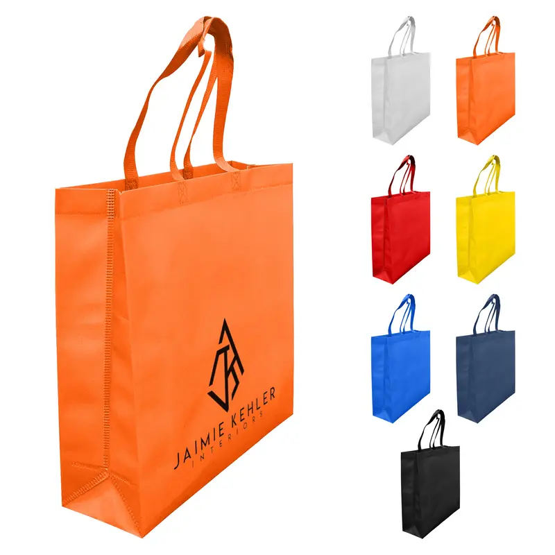 Laminated Non Woven Bag with Large Gusset – Shoppers – available in black, blue, orange, red colours and 2 more