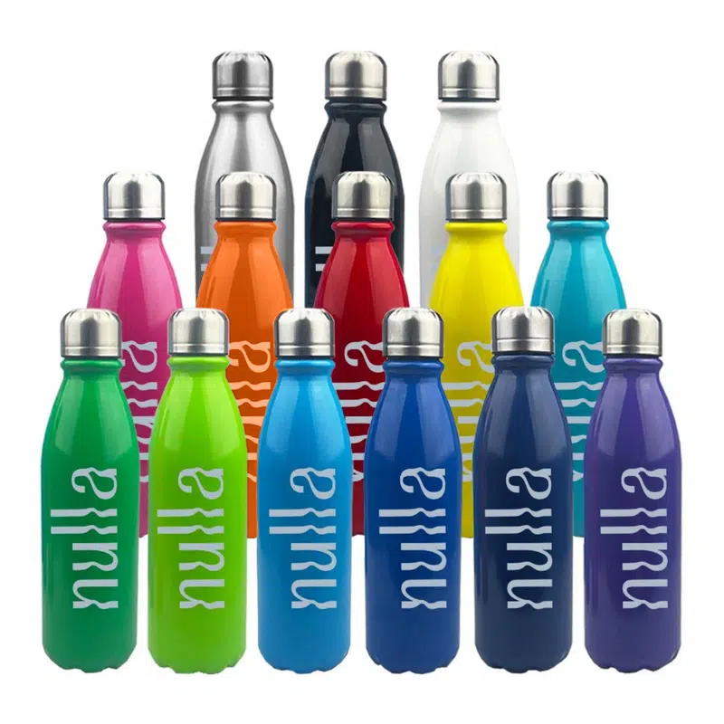 Komo Shiny Aluminium Drink Bottle Single Wall – Drink Bottles – available in black, blue, green, orange colours and 6 more