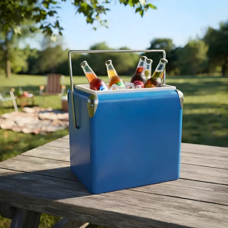 Retro Metal Ice Cooler Box 13L – Cooler Bags – available in black, blue, red, white colours