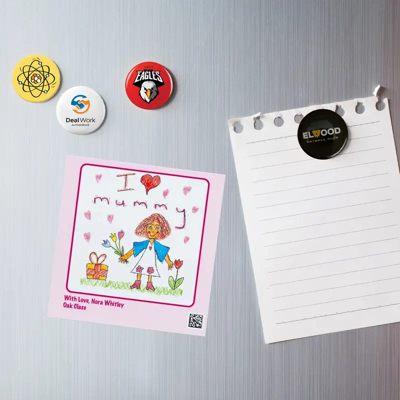 Fridge Magnet Button Badge – Fridge Magnets – available in green, yellow colours