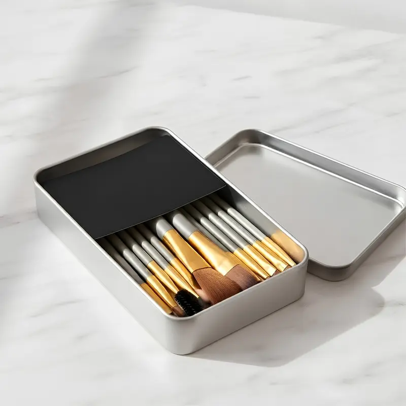 12-Piece Brush with Metal Box Set – Brushes – available in silver colour