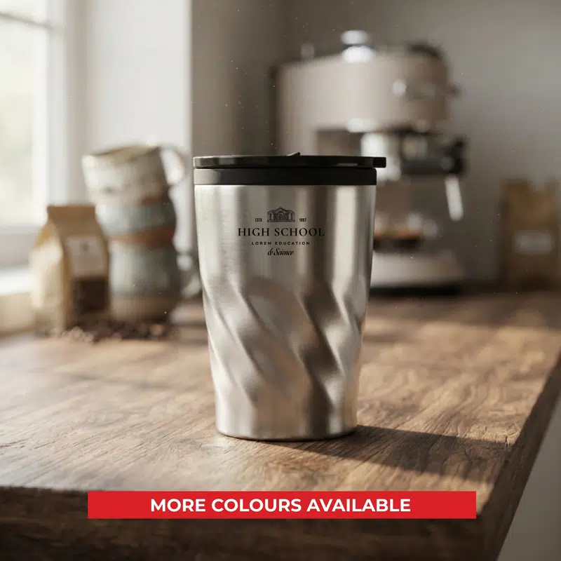 Ello Twist Mug – Travel Mugs – available in black, blue, silver, white colours