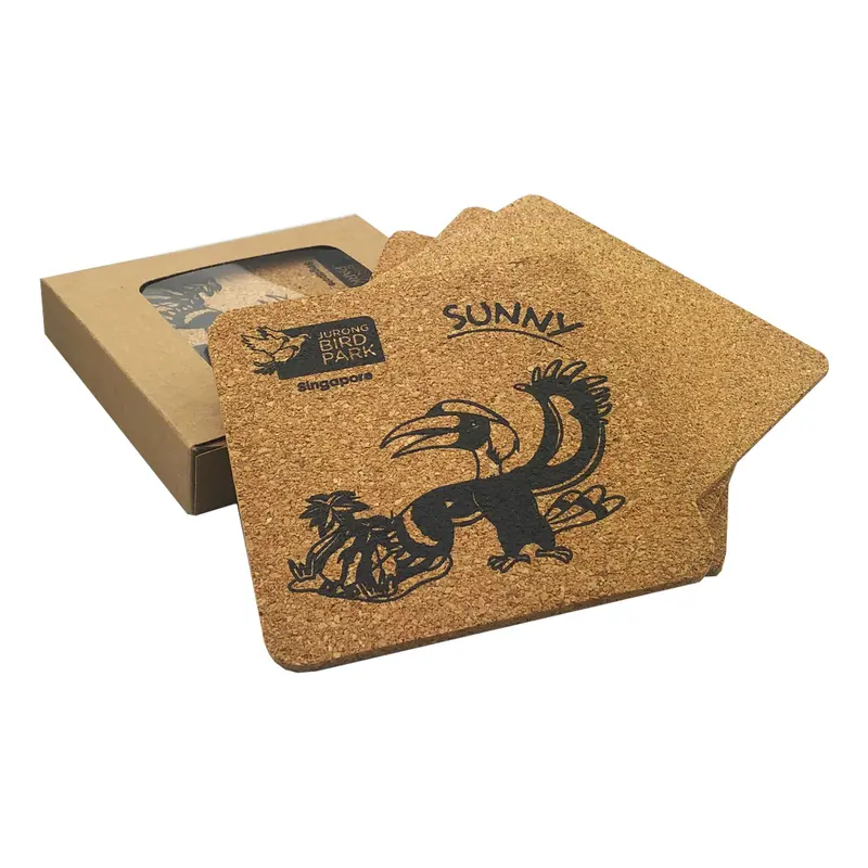 Vineyards Cork Coaster Square Set of 4 – Coasters – available in beige colour