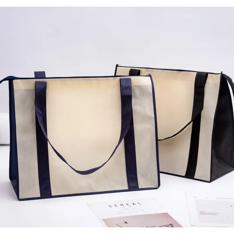 Non Woven Large Zipped Shopping Bag – Shoppers – available in black, blue, red colours