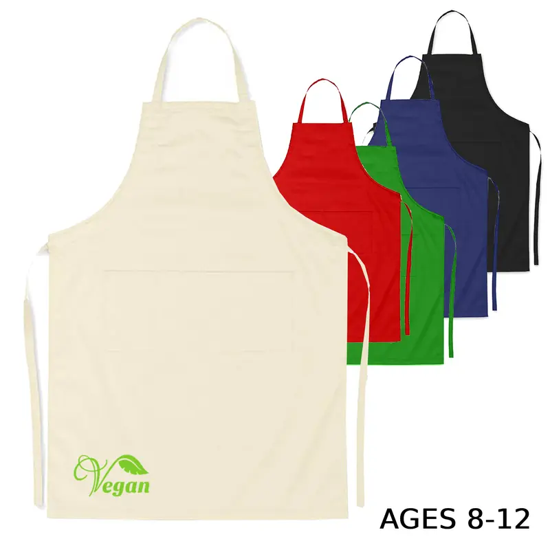 Junior Cotton Apron – Age 8-12 – Aprons – available in beige, black, blue, green colours and 1 more