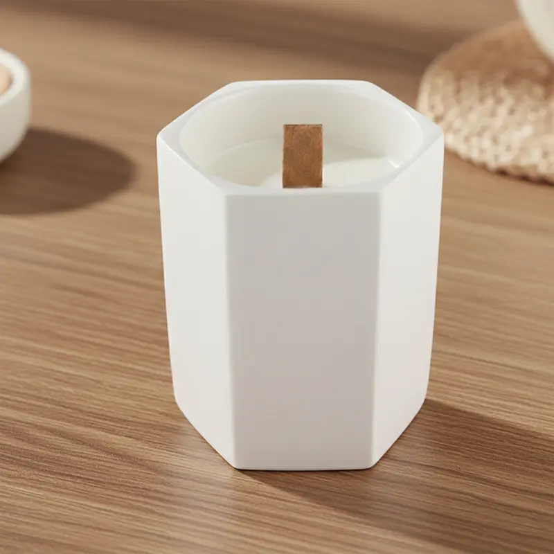 Noosa Hexagon Ceramic Candle – Misc Homeware – available in white colour