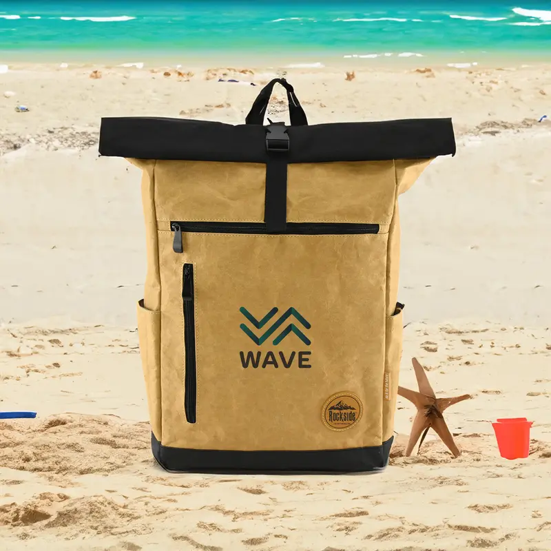 Seaside Kraft Paper Laptop Backpack – Backpacks – available in beige colour