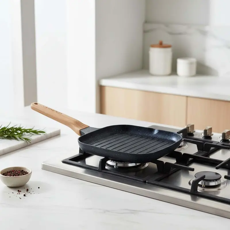 Gourmet Non-Stick Square Grill Pan – Kitchenware – available in black colour