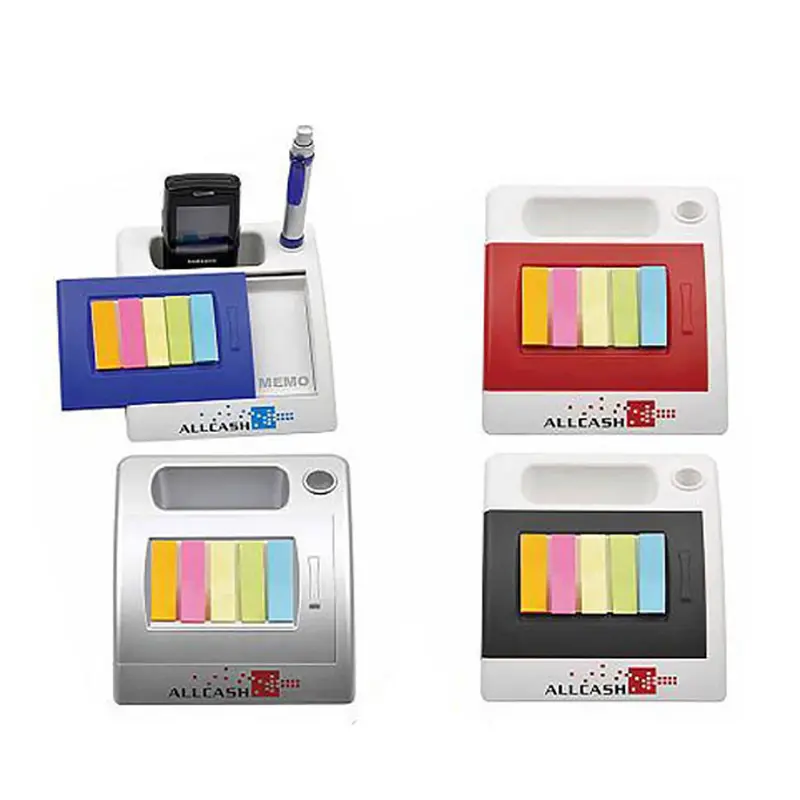 Pen Holder with Memo Pad – Desk Accessories – available in black, blue, red, silver colours