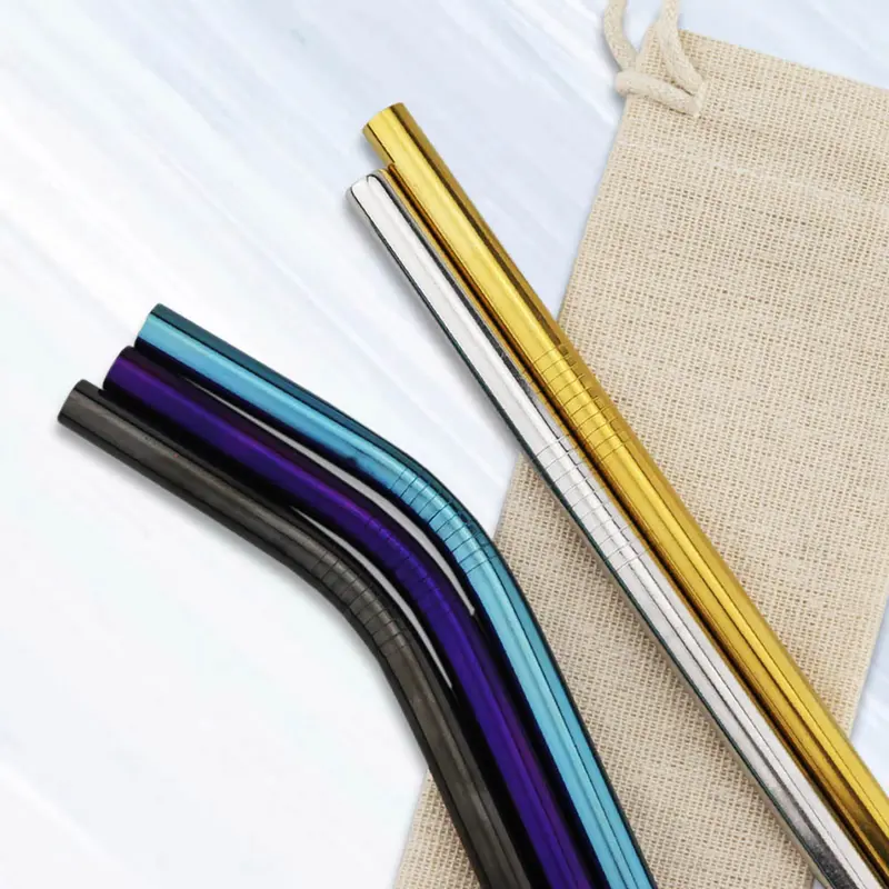 Stainless Steel Straw 8mm x 215mm – Drinking Straws – available in black, blue, gold, multi colours and 2 more