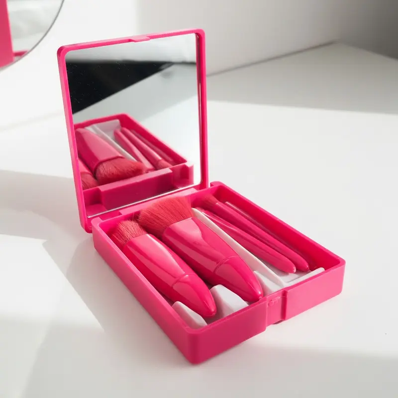 5 Brushes with a Plastic Mirror Box – Misc Health – available in green, pink colours