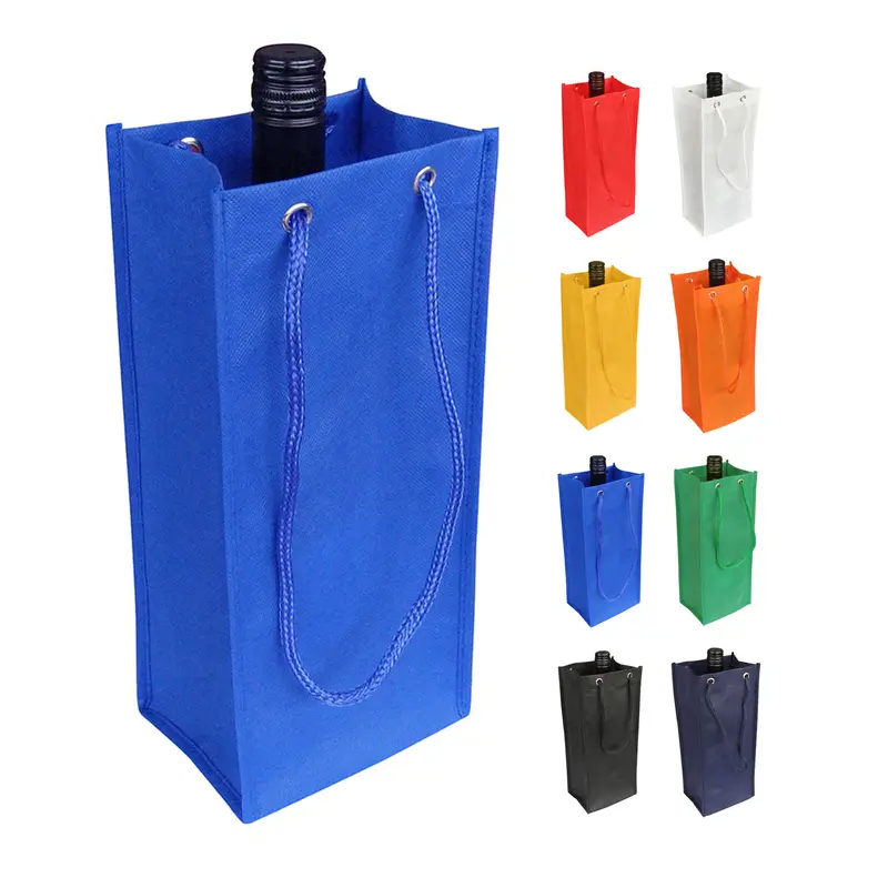 Non Woven Single Bottle Bag – Wine Carriers – available in black, blue, green, orange colours and 3 more