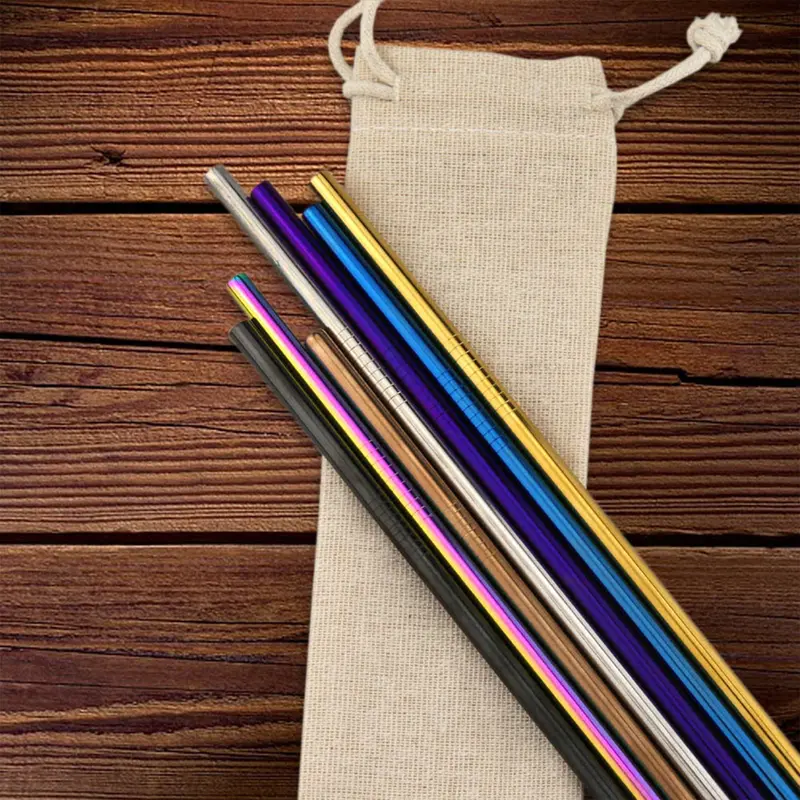 Stainless Steel Straw 6mm x 215mm – Drinking Straws – available in black, blue, gold, multi colours and 2 more