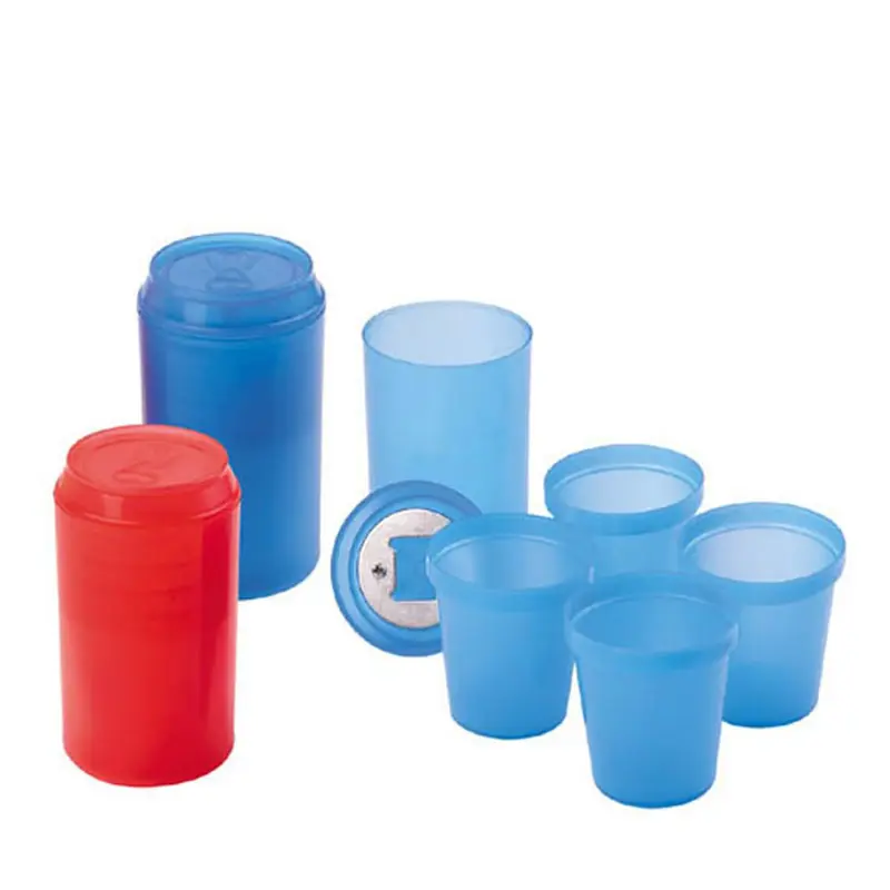 Drinking Bottle with 4pcs Min Cup Inside with Bottle Opener – Drink Bottles – available in blue, red colours