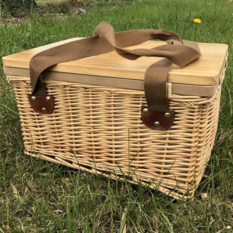Gold Coast Wicker Picnic Cooler Basket Square – Cooler Bags – available in beige colour