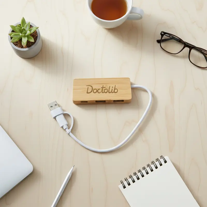Bamboo USB Hub – Misc Tech – available in beige colour